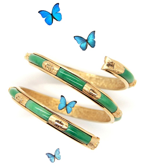 NEORGASMIC Jade Gold Vintage Bracelet Blue Stone